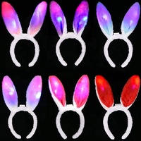 Lapin de pâques pliable en peluche, accessoires pour un costume, éclairage d'oreilles de lapin, bandeau, pliable, peluche, LED, doux