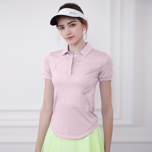 Camisetas Polo de Manga Corta a Rayas para Mujer, Transpirables, de Secado Rápido, Ligeras, de Spandex/Poliéster, Asimétricas, para Gimnasio y Actividades al Aire Libre, Venta al Por Mayor - Product Image 5