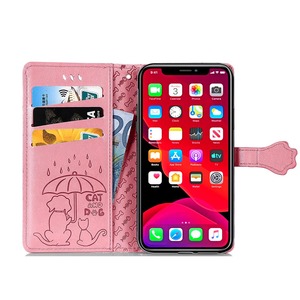 Custodie per telefono in pelle con stampa a rilievo personalizzata, design simpatico di gatti e cani, porta carte e portafoglio per <span class=keywords><strong>iPhone</strong></span> <span class=keywords><strong>11</strong></span> - Product Image 2