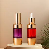 Vente en gros de flacons pompe en verre doré de 30 ml (1 oz) avec fond en plastique doré pour fond de teint, lotion, soins de la peau