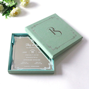 Magnifique <span class=keywords><strong>carte</strong></span> d'invitation de mariage en acrylique miroir argenté 2026 avec coffret en velours, personnalisable avec logo et monogramme - Product Image 2