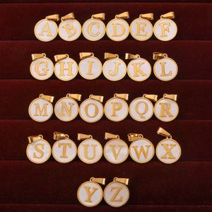 Stainless Steel Round Shape Gold <b>Silver</b> 26 Alphabet Letter Charms DIY Pendant for <b>Bracelet</b> Necklace - Product Image 1