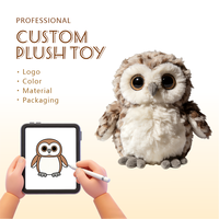 Peluche personnalisée de haute qualité 2026, mascotte d'entreprise, logo, jouet en peluche anime, poupée animal hibou, oreiller, rembourrage en coton PP, unisexe