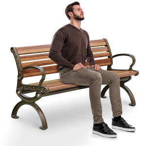 Banco de aluminio fundido para exteriores, Banco personalizado de madera maciza para sentarse, asientos de jardín de hierro, diseño elegante, bancos de ocio para Parque - Product Image 5