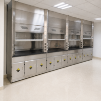 Hotte à fumées chimiques SCEELAB en acier inoxydable, design contemporain, mobilier de laboratoire, à poser au sol, pour hôpitaux, écoles et usage commercial