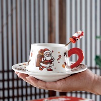 Coffret Cadeau de Noël : Tasse à Café en Céramique avec Soucoupe – Ensemble Créatif Mug de Noël – Souvenir de Fêtes – Cadeau d'Entreprise pour Fêtes de Noël