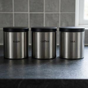 High Quality Eco-Friendly Silver Stainless Steel Metal Flat Canisters Home Food Storage Organization Stackable Durable Flip Top - Product Image 2