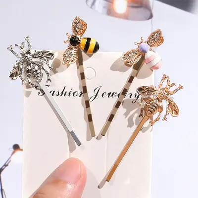 New Fashion Design Ladies And Girls Elegant Cute Kids Hair Accessories Gold Busy Bee Hair Clip