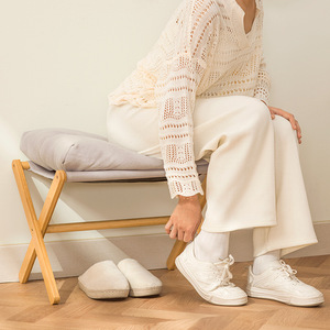 Tabouret pliant avec coussin en bambou et rotin, design minimaliste, repose-pieds ottoman pour salon - Product Image 2