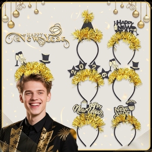 2026 New Year Headband <strong>Black</strong> Gold New Years Eve Headpiece with Star and <strong>Tinsel</strong> for Adults Women Party Hair Accessories - Product Image 2
