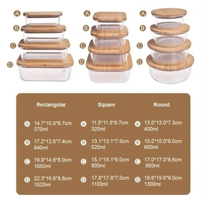 Tre nắp thủy tinh thực phẩm lưu trữ <span class=keywords><strong>container</strong></span> với Vent BPA-free gỗ thực phẩm thủy tinh hộp - Product Image 5