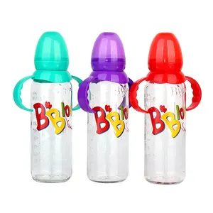 Custom 8oz 240ml Manual Babies Milk feeding glass Bottles with nipple and handle