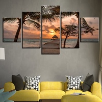 EAGLEGIFTS Ensemble de 5 impressions sur toile encadrées de paysages modernes, taille personnalisable, pour la décoration de la maison
