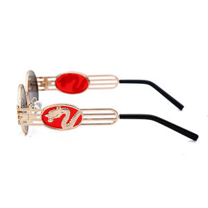 Lunettes de soleil rétro chinoises à thème animal steampunk, monture ronde en métal, lunettes hip-hop - Product Image 4