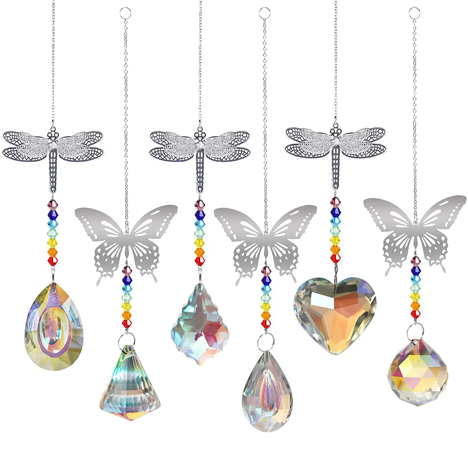 Suncatcher Geschilderde Vlinder Metalen Ornamenten Kristallen Huis Hanger Voor Tuindecoratie