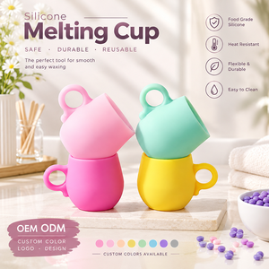 Reusable Silicone <b>Wax</b> <b>Melting</b> Cup With Handle Microwavable <b>Wax</b> <b>Warmer</b> Cup For Body Hair Removal Home Waxing OEM Customized - Product Image 1