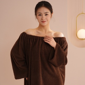 Bata de Baño Tipo Kimono para <span class=keywords><strong>Mujer</strong></span>, Color Marrón Oscuro, Suave y Absorbente, de Secado Rápido, para Spa, <span class=keywords><strong>Ducha</strong></span> y Uso en Hoteles - Product Image 2