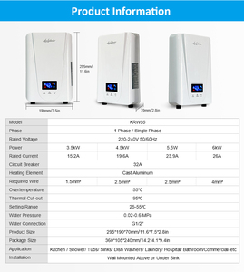 <span class=keywords><strong>Calentador</strong></span> de Agua Eléctrico Instantáneo Económico, Sin Control por Aplicación, Pantalla LED de Temperatura, Resistente al Agua IPX4, Presión de 0.02-0.6Mpa, Buena Calidad - Product Image 6