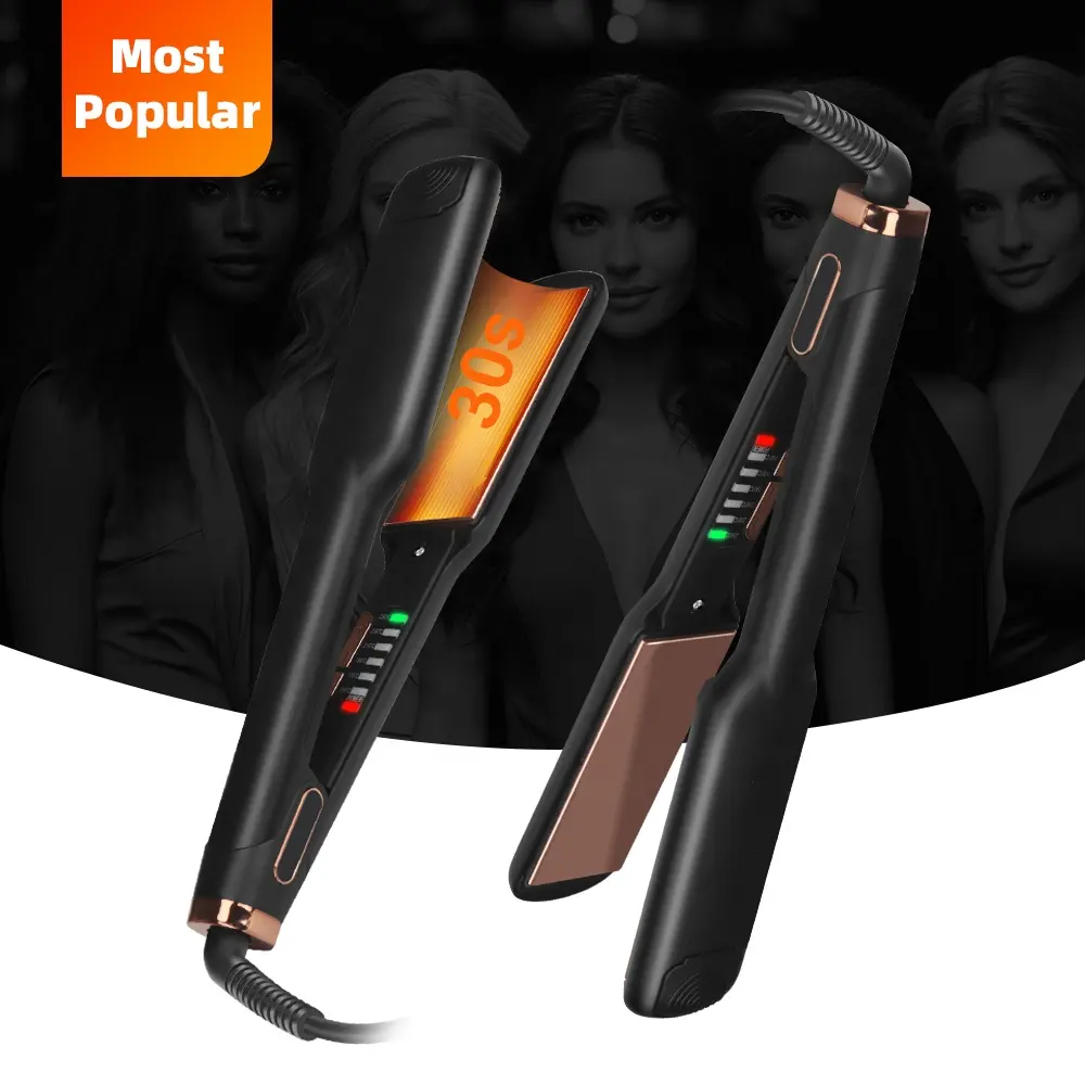 JAYSUNNY Schnelles Aufheizen schwarzer Haarschleifer und Locken-Crimper Haarschleifer Keramik Flat-Iron Professionell 2-In-1