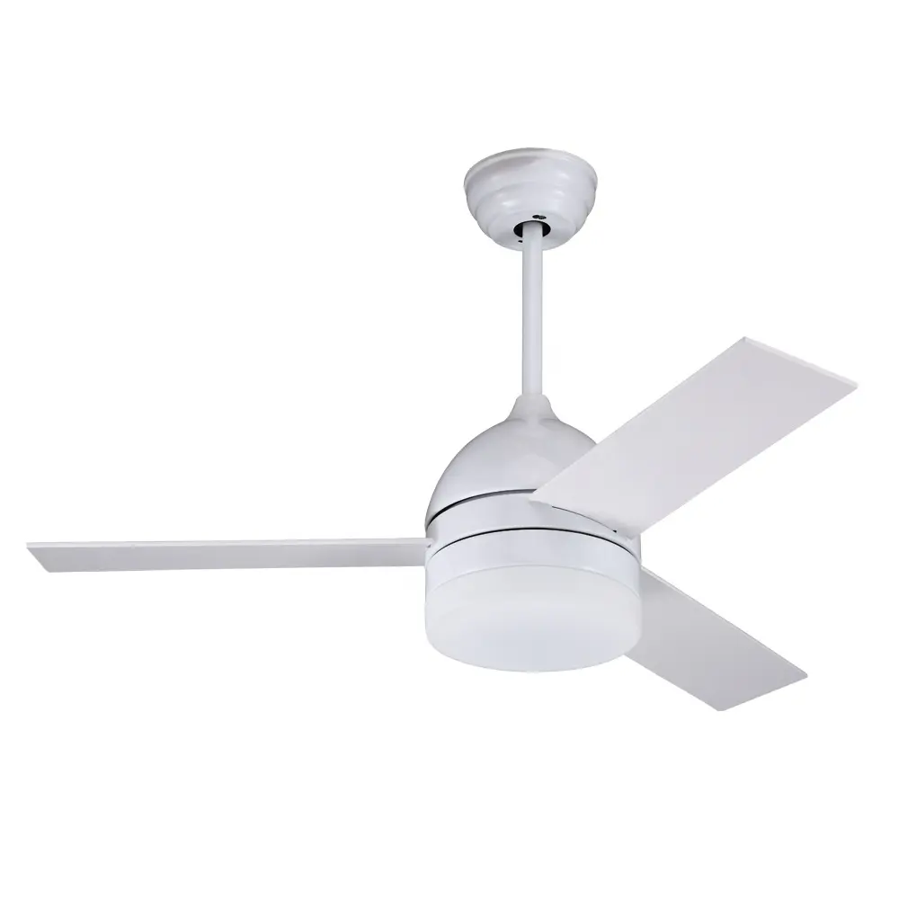 Ventilateur de plafond moderne en bois blanc avec télécommande, 48 pouces, 3 pales en bois AC DC, décoration de la maison