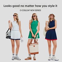 Robe de sport plissée sans manches pour femme, style polo, avec bordure contrastante, pour le tennis et le golf, avec jupe-short anti-exposition thermocollée