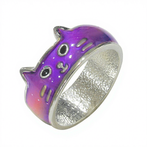 Bague d'humeur unisexe en alliage de zinc, motif chat, changeant de couleur, cadeau idéal - Product Image 1