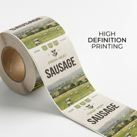 Étiquettes d'emballage pour viande de saucisse en rouleau, autocollants personnalisés de qualité alimentaire, imperméables et résistants à l'huile pour boîtes et sacs