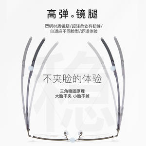 Monture de lunettes demi-cerclée en métal pour hommes, style décontracté, verres rectangulaires en acrylique, légère, durable, antidérapante 34869 - Product Image 2