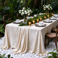Nappe longue élégante en jacquard, linge de table en satin pour mariage en plein air, banquet et décoration de fête