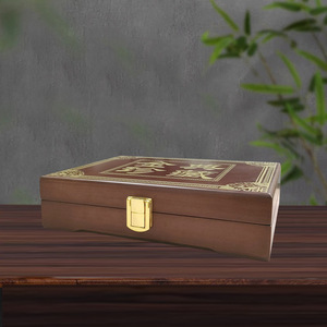 Caja de Almacenamiento Clásica para Coleccionables, Madera Sólida, 230x165x55mm, Estampado en Caliente Dorado, Organizador de Joyas, Embalaje General - Product Image 2