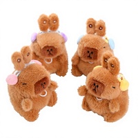 Peluche Capybara Mignonne à Oreilles de Lapin, à Tirer et à Vibrer, avec Rembourrage en Coton PP, Idéale comme Pendentif pour Sac à Dos