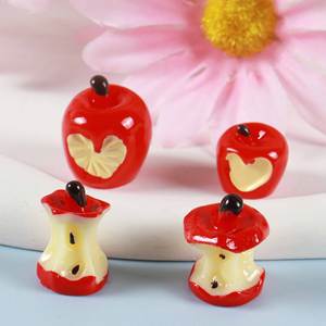 3D mignon coeur grosse pomme rouge avec noyau de pomme résine fruits bricolage résine breloques accessoire porte-clés téléphone chaîne pendentif quotidien - Product Image 2