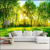 Moderne Simple 3D Pastorale Papier Peint Imperméable Forêt Paysage Mur Tissu pour Salon Salle À Manger 18D Naturel Paysage Mur