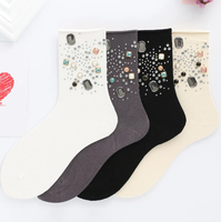 KT-T250087 femmes nouvelle mode hiver automne décontracté cristal chaussettes à la main gland perles paillettes strass gemme Harajuku bonneterie