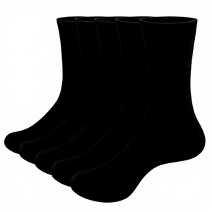 Men's Cotton Crew <b>Socks</b> Solid <b>Black</b> Breathable Knitted Daily Wear Spring Season Standard Thickness - Product Image 2
