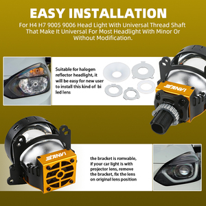 Sanvi A45 Lente de Proyector Mini Bi-LED de 3.0 Pulgadas 6000K 72W 12V Doble Chip Doble Reflector para Actualización de Faros de Coche - Product Image 6
