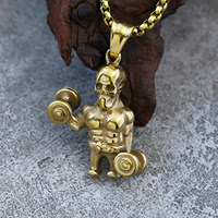 Europe et États-Unis bijoux transfrontaliers muscle lift haltère ster pendentif masculin ins punk hop collier en acier titane