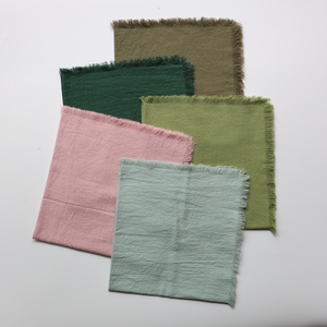 Aanpasbare, onbewerkte kwast vierkante servet van 100% katoenen crepe, tafeldecoratie, effenkleurige placemat, theedoek - Product Image 2