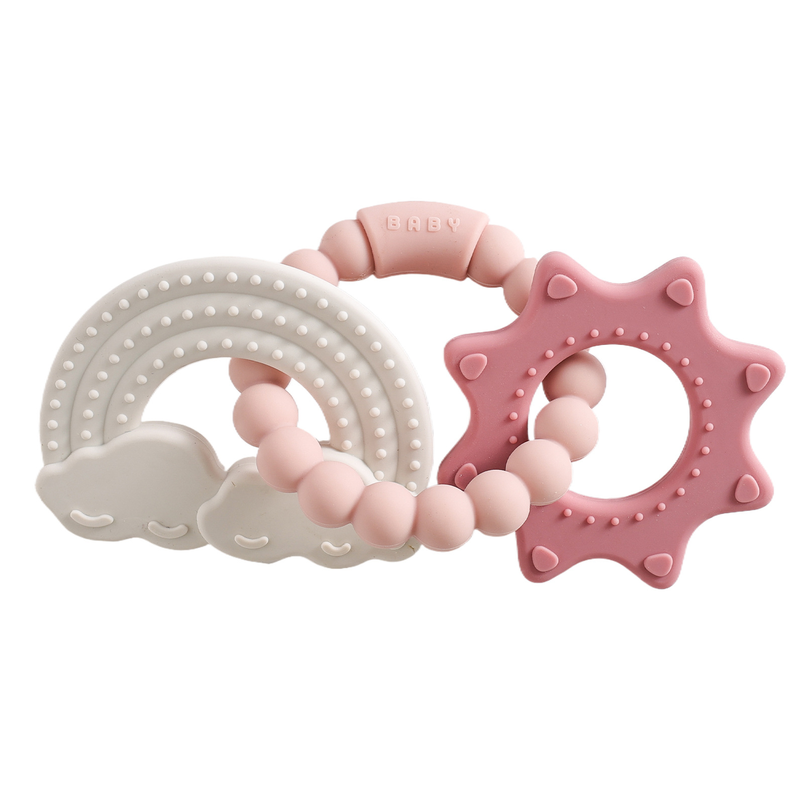 Silicone space two-ring bracelet-red pentagram rainbow cloud