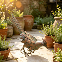 Sculpture de faisan vintage pour jardin, décoration extérieure en métal pour pelouse