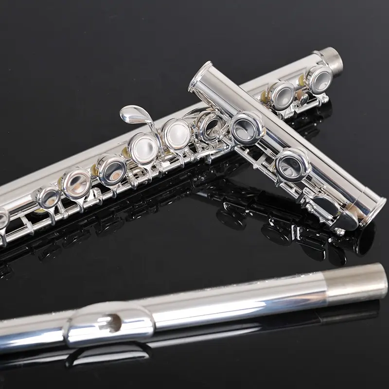 Venta al por mayor instrumento de flauta 16 agujero cerrado cobre blanco niquelado plata C tono plata modelo plateado