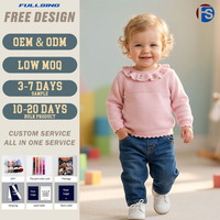 Pull en cachemire 100 % personnalisé pour bébé, à manches longues, broderie florale, tricoté, pointelle, pour tout-petits et bébés filles, haut d'été