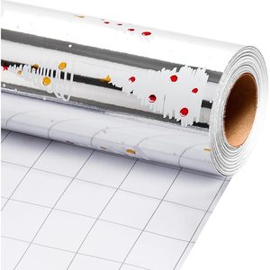 Silver Christmas Tree Metallic Wrapping Paper 17 In X 32.8 Ft Single Side PE Coated Holiday Gift <b>Wrap</b> - Product Image 1