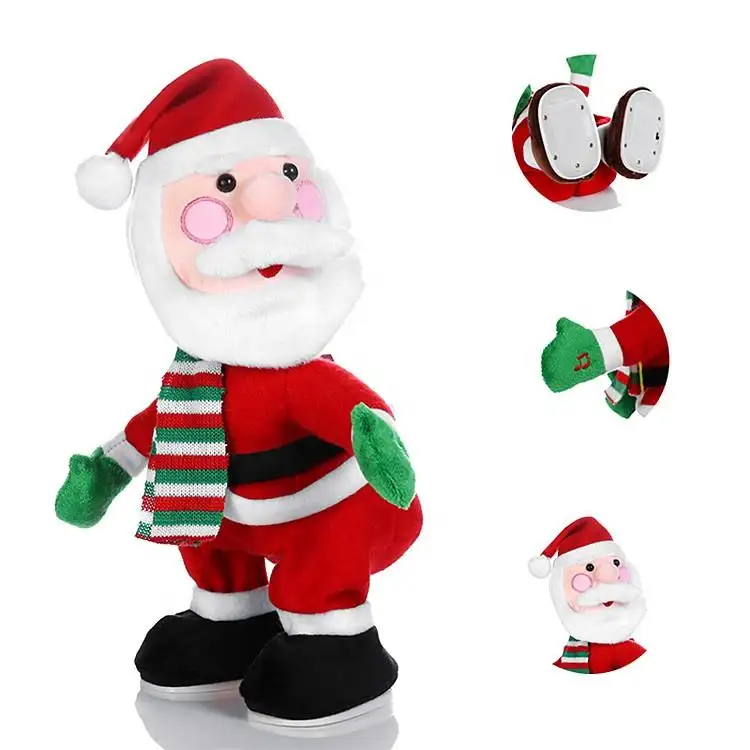 Soft Plush Christmas Santa Claus Electric Talking Singing Dancing Plush Christmas Tree Children Talking Toys