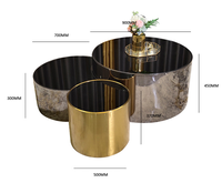 Meubles de luxe modernes Offre Spéciale de salon ensemble de table basse en verre ronde cadre en acier inoxydable doré mat