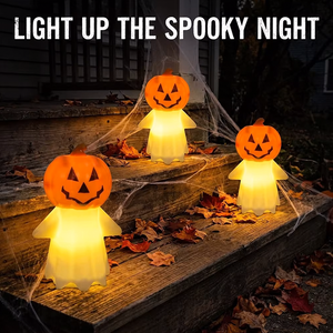 Lámpara de Calabaza Fantasma de Plástico Luminosa con Luz Cálida Amarilla Brillante para Halloween, Linda Luz Nocturna Decorativa para el Festival de los Fantasmas, Regalo - Product Image 3