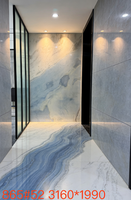 Dalles de marbre bleu populaires, luxe bleu ciel nuage blanc pour la décoration de panneaux muraux intérieurs en marbre