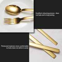 Ensemble de couverts en acier inoxydable de qualité alimentaire, 5 pièces, finition miroir, couteau, cuillère, fourchette, couverts dorés