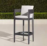 Ensemble de salle à manger d'extérieur moderne de luxe toutes saisons pour patio, jardin, hôtel, plage, avec bar et tabourets de comptoir en aluminium faits à la main, couleur personnalisable