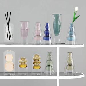 Jarrón de cristal con diseño creativo, florero decorativo moderno y colorido para mesa, venta al por mayor - Product Image 3